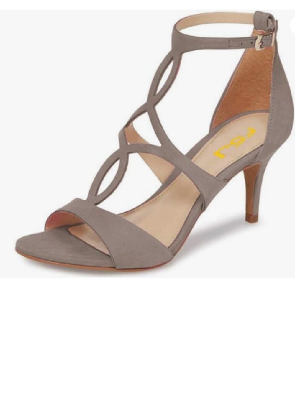 FSJ Grey Strappy Ankle Strap Open Toe High Heel Caged Cutout T-Strap Sandals
